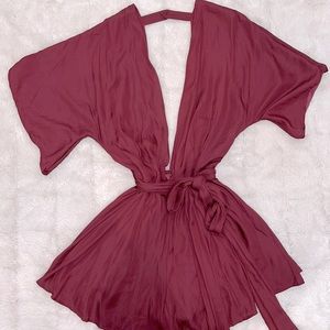Deep V neckline romper